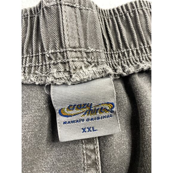2 Crazy Shirts Hawaii Shorts Mens 2XL Gray Khaki 5” Beach Dye Relaxed READ* - Picture 7 of 8